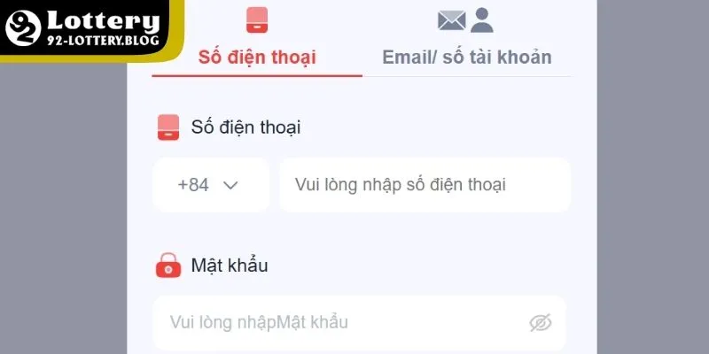Cách đăng nhập 92lottery nhanh gọn